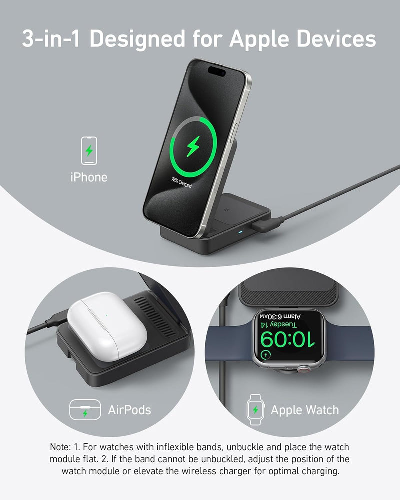 Anker MagGo Wireless Charging Station (Foldable 3-in-1)