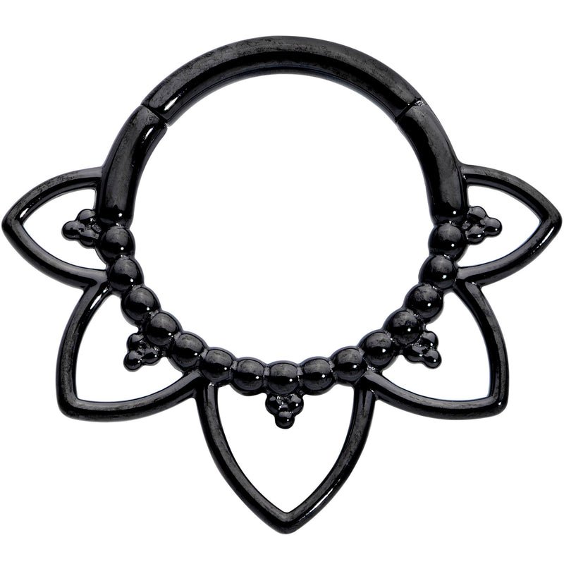 16G 5/16 Black Open Petal Flower Hinged Segment Ring
