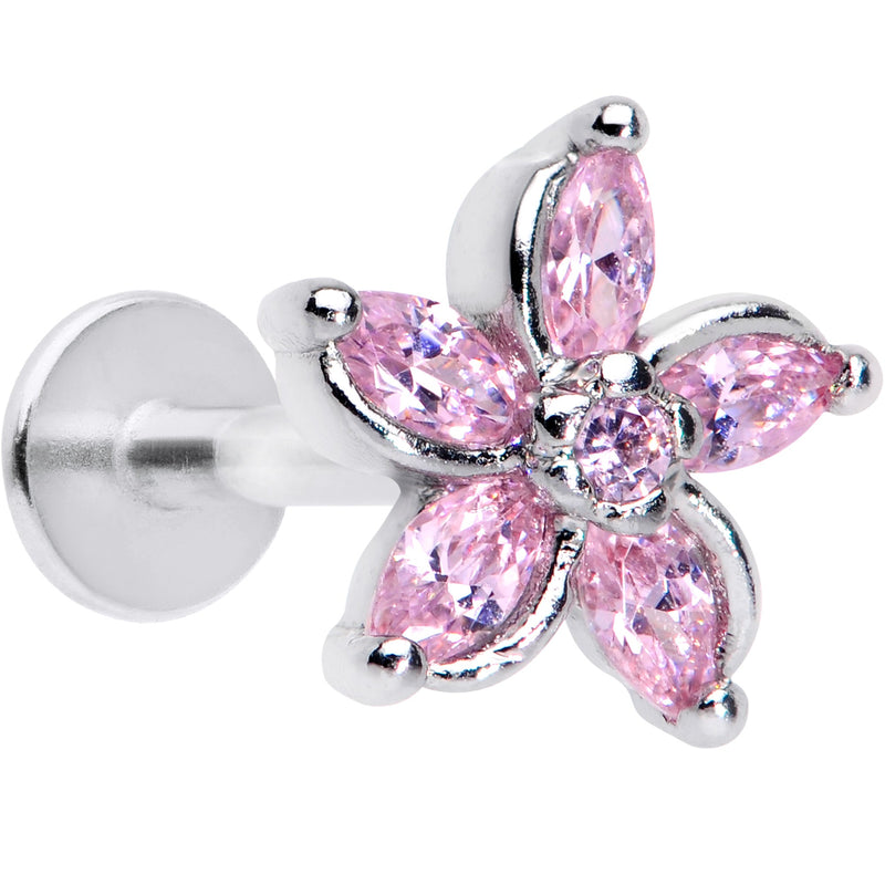16G 5/16 Pink Gem Pretty Petals Flower Labret Monroe Tragus