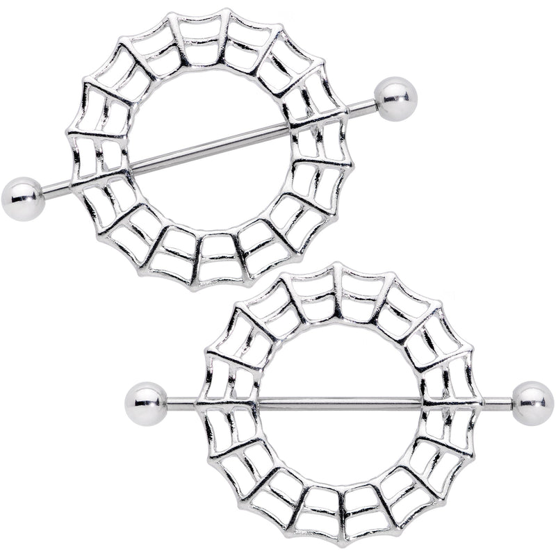 14G 7/8 Sexy Spider Web Halloween Nipple Shield Set
