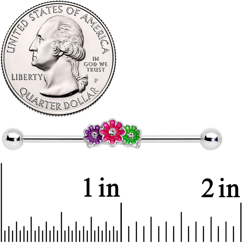 14G Clear Gem Floral Garland Industrial Barbell 38mm