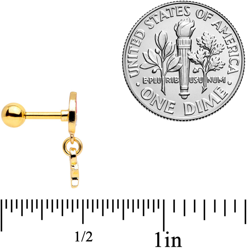 16G 1/4 Gold Tone Santa Star Christmas Dangle Cartilage Tragus