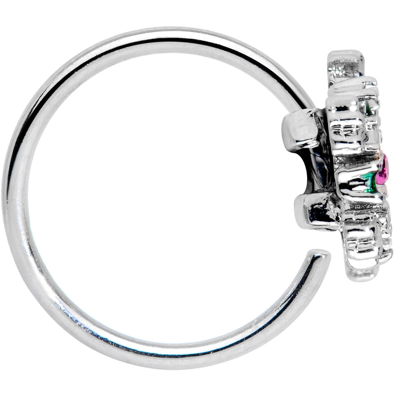 20G 5/16 Clear Pink Green Gem Snowflake Holiday Nose Hoop