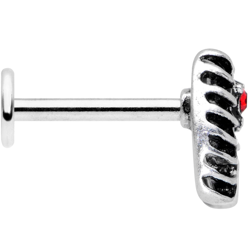 16G 5/16 Red CZ Gem Heart Skeleton Ribs Halloween Labret Tragus