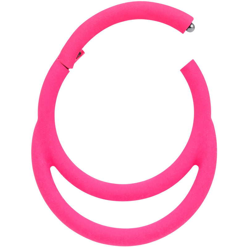 18G 3/8 Pink Matte Double Circle Cartilage Hinged Segment Ring