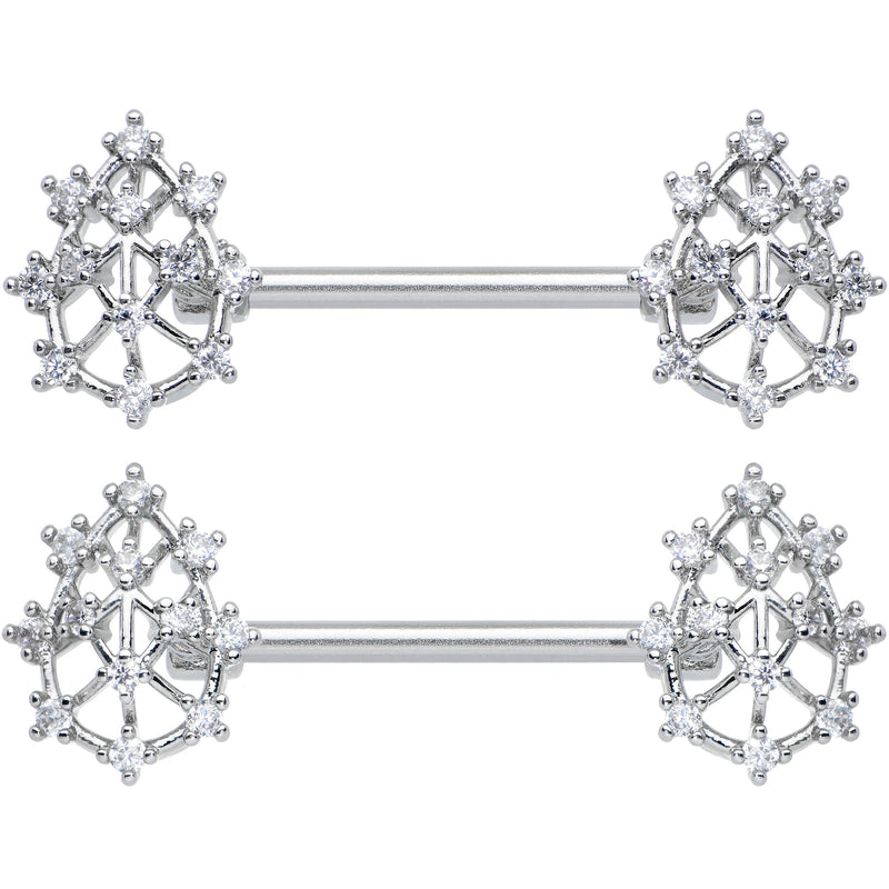 14G 9/16 Clear CZ Gem Constellation Barbell Nipple Ring Set