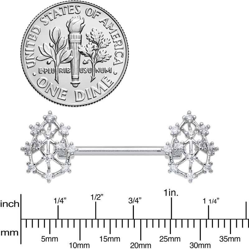 14G 9/16 Clear CZ Gem Constellation Barbell Nipple Ring Set
