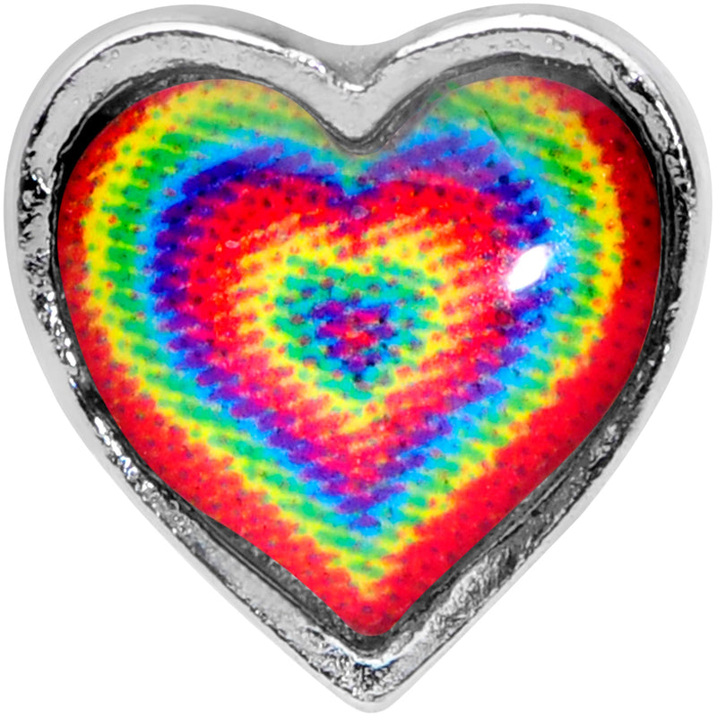 18G 5/16 Rainbow Tie Dye Heart Valentines Day Nose Hoop
