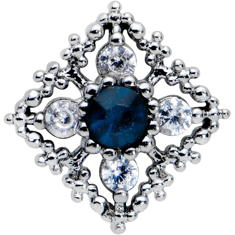 16G 5/16 Blue Gem Textured Rhombus Cross Labret Monroe Tragus