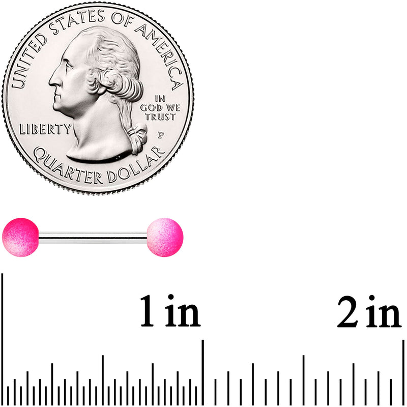 14G 9/16 Pink White Ombre Soft Finish Barbell Nipple Ring Set