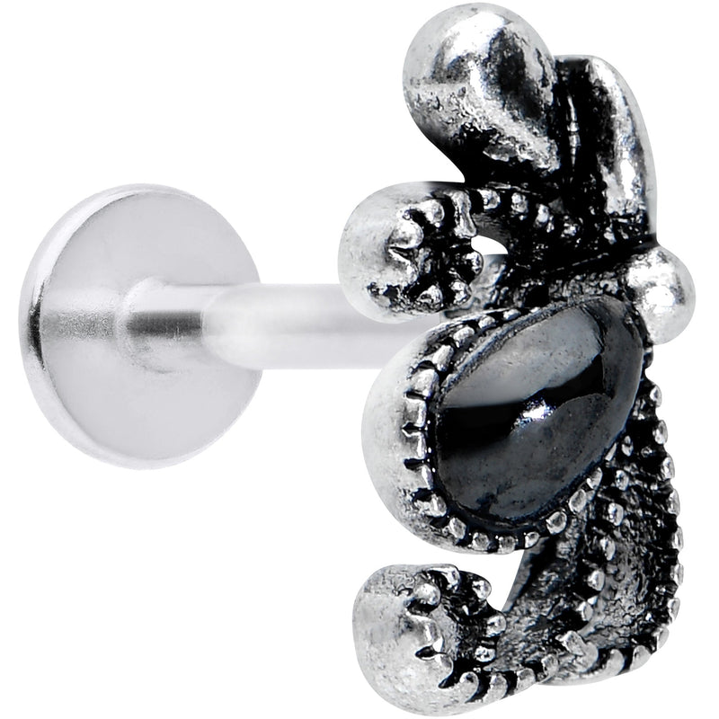 16G 5/16 Black Gem Abstract Bow Labret Monroe Tragus