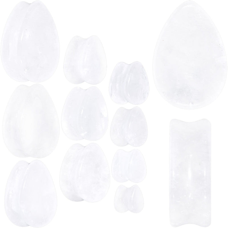 White Cloudy Quartz Drop Saddle Plug Set