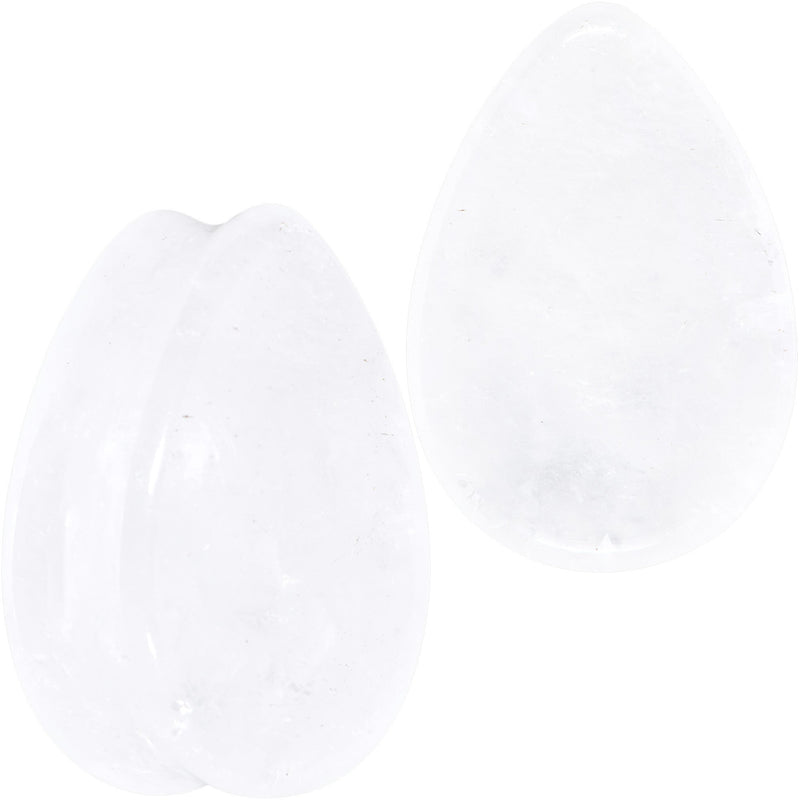 White Cloudy Quartz Drop Saddle Plug Set