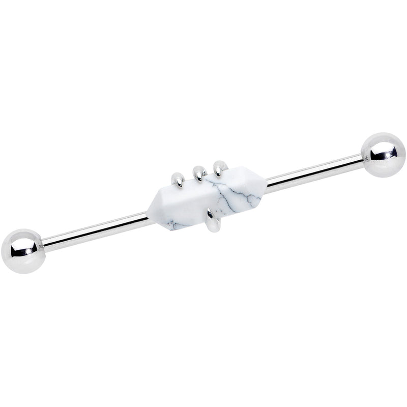 14G White Howlite Claw Industrial Barbell 38mm