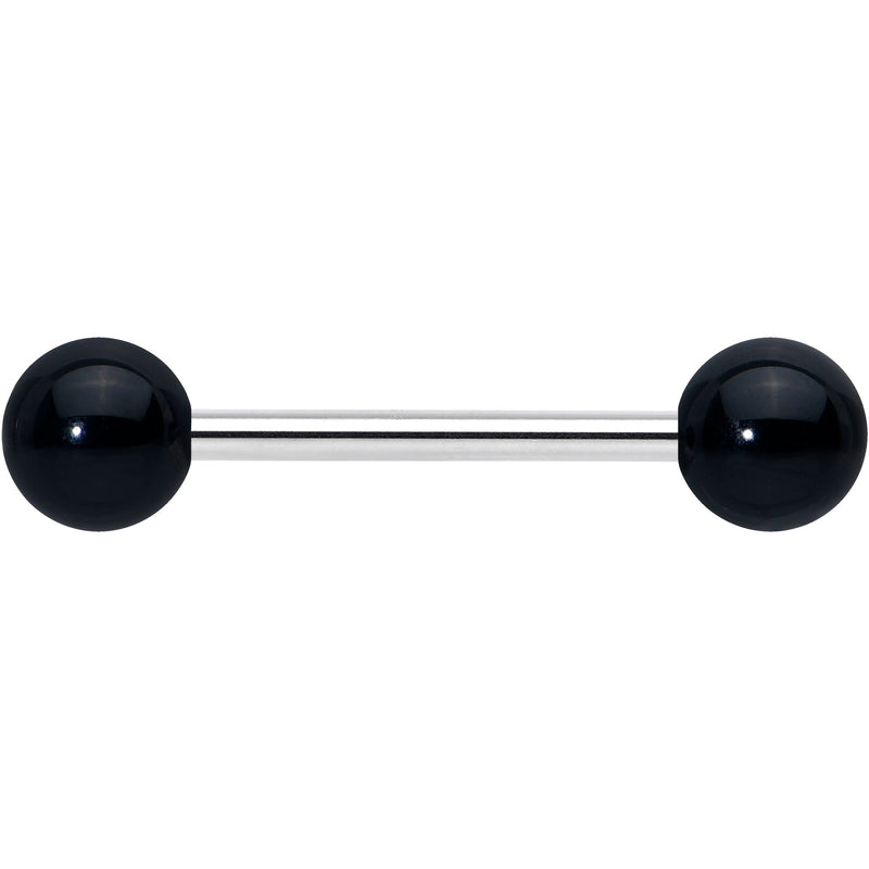 Elegant Black Agate Barbell Tongue Ring