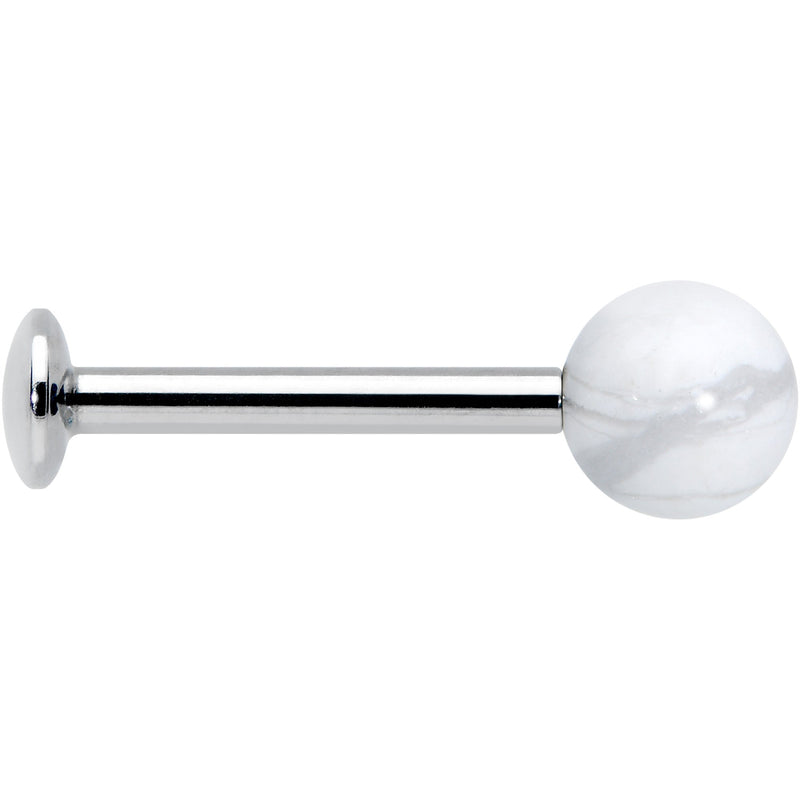 16G 5/16 Elegant White Howlite Internally Threaded Labret Tragus