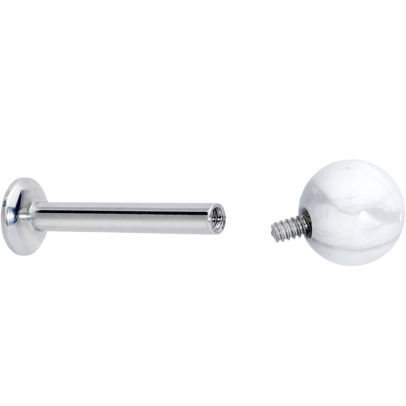 16G 5/16 Elegant White Howlite Internally Threaded Labret Tragus