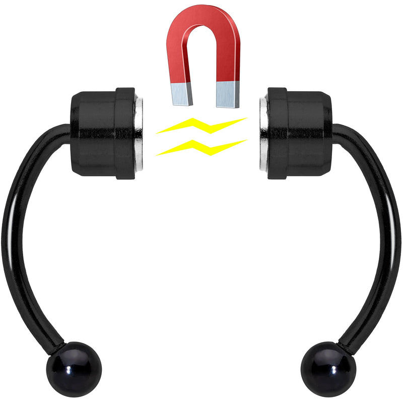 Black Magnetic Septum Ring Horseshoe Non-Pierced Fake Nose Ring