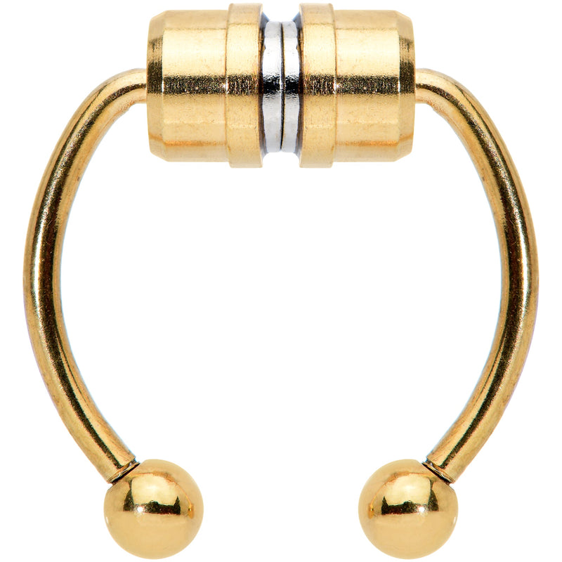 Gold Tone Magnetic Septum Ring Horseshoe Non-Pierced Fake Nose Ring