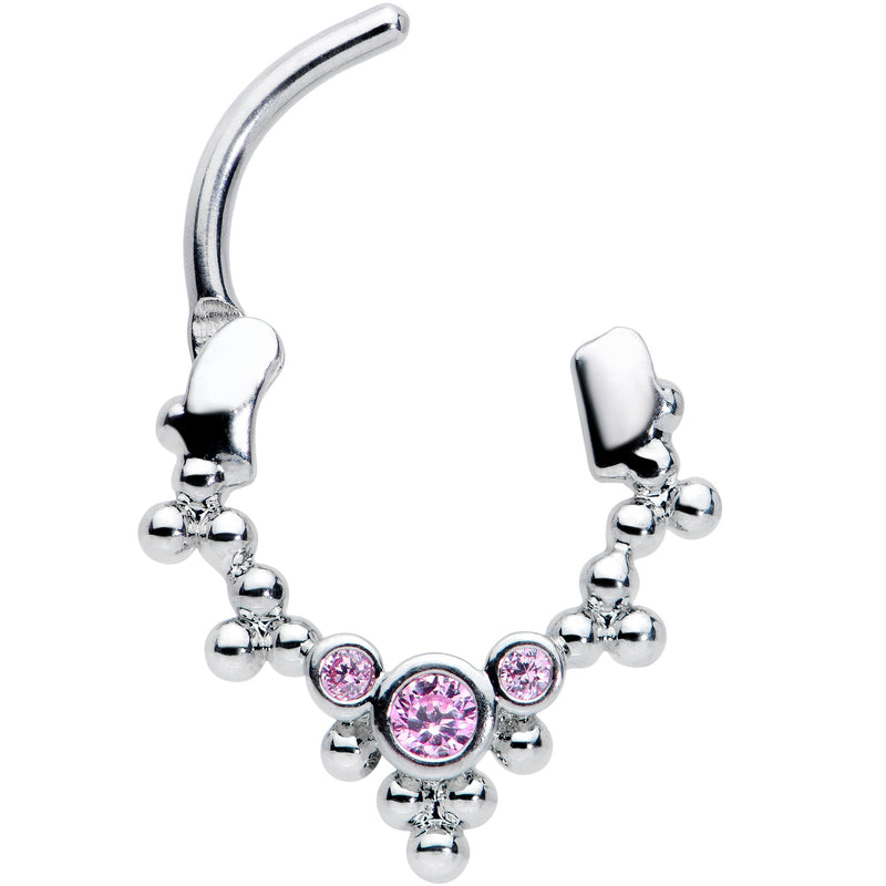 16G 5/16 Pink CZ Gem Princess Cartilage Clicker