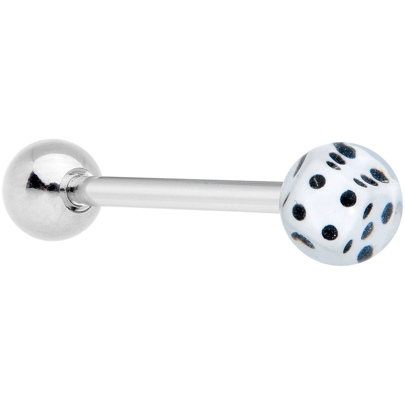 White Dice Barbell Tongue Ring