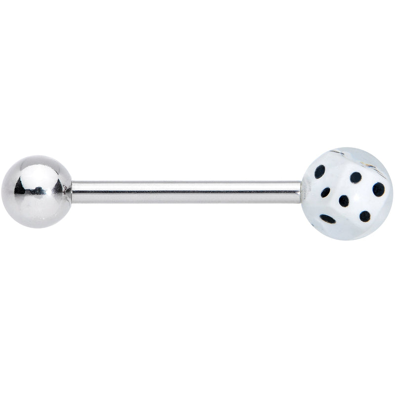 White Dice Barbell Tongue Ring