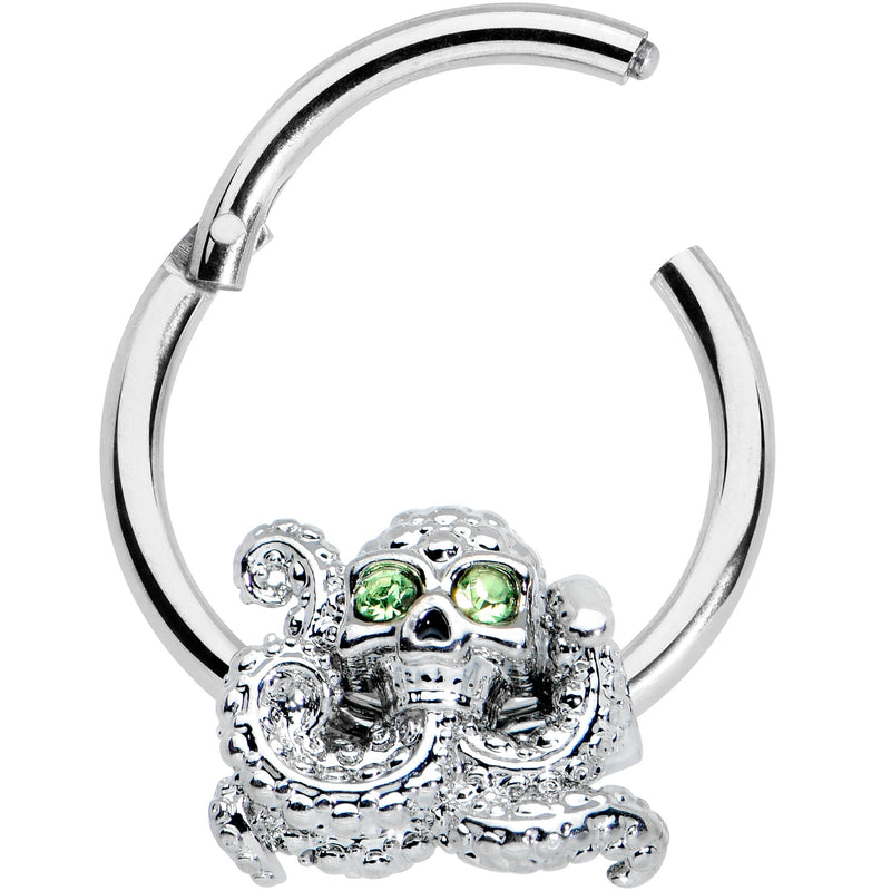 16G 3/8 Green Gem Sunglasses Octopus Hinged Segment Ring