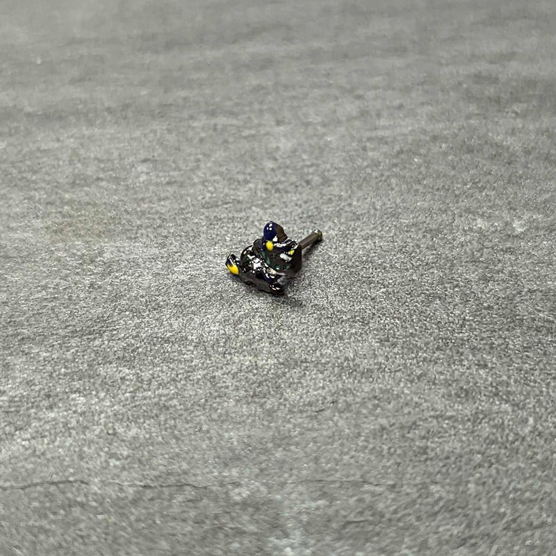 20G 1/4 Witch Flying Cat Halloween Nose Bone