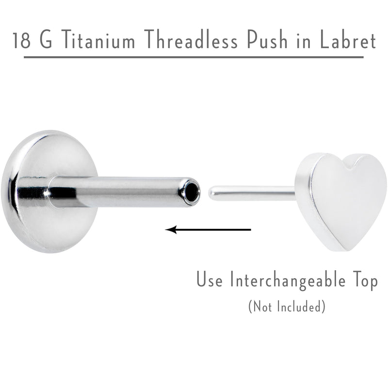 18G 1/4 G23 Titanium Threadless Post Only Labret Tragus