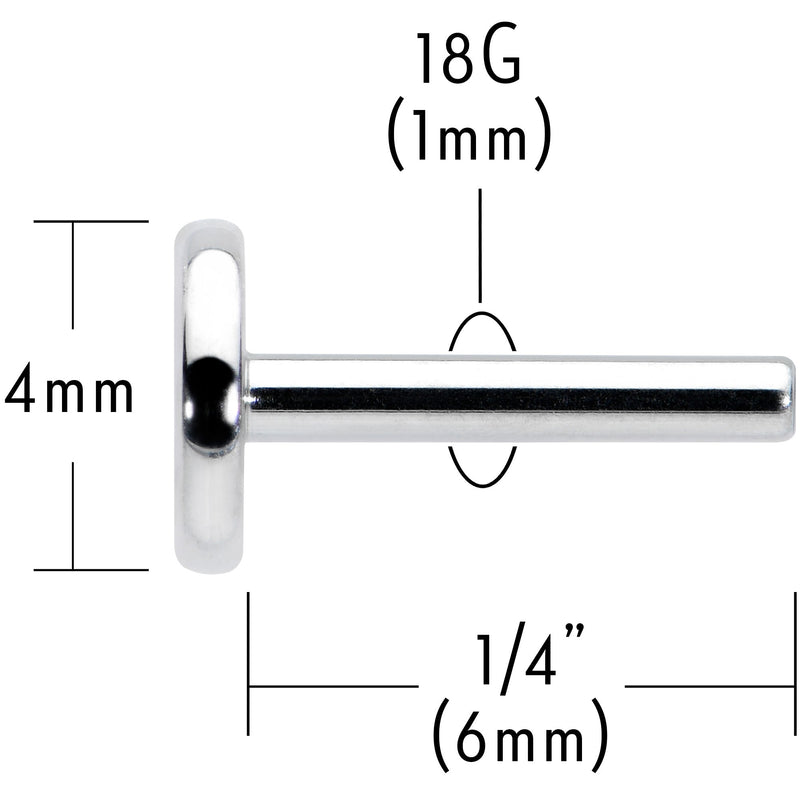 18G 1/4 G23 Titanium Threadless Post Only Labret Tragus