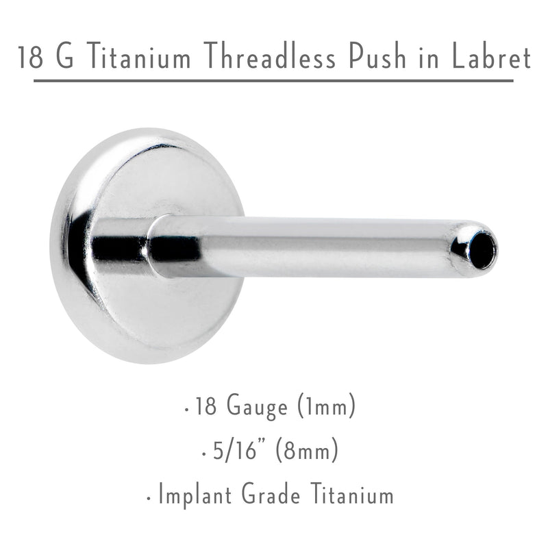 18G 5/16 G23 Titanium Threadless Post Only Labret Tragus Nose