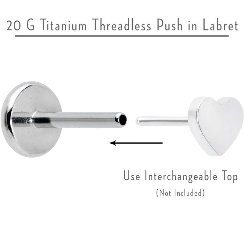 20G 1/4 G23 Titanium Threadless Post Only Labret Tragus Nose