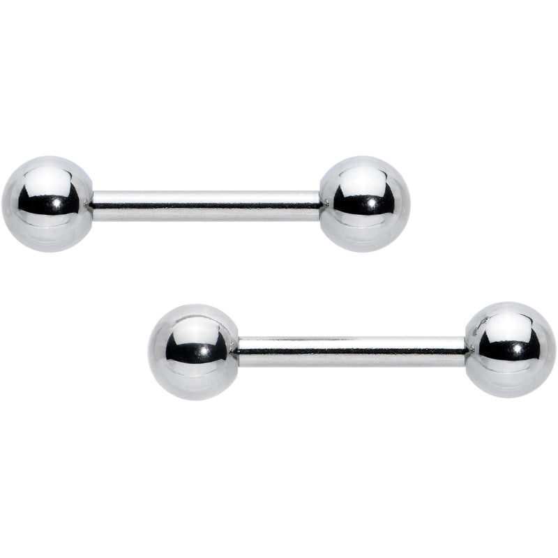 14G 1/2 Simple Classic Barbell Nipple Ring Set