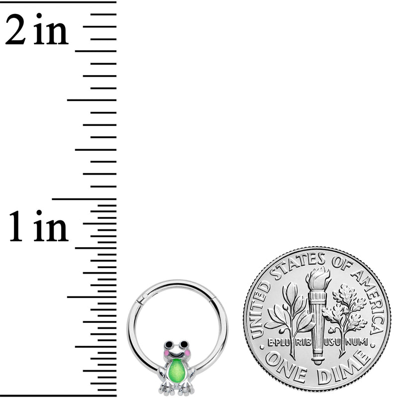 16G 3/8 Light Green Groovy Frog Hinged Segment Ring