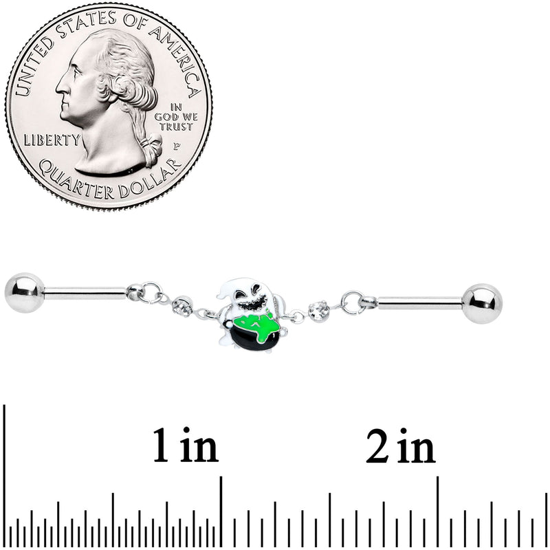 14G Ghost Goo Cauldron Halloween Chain Industrial Barbell 38mm