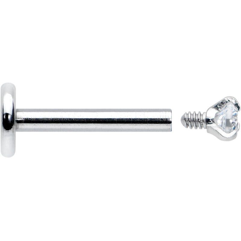 16G 5/16 Clear Gem 2mm Internally Threaded Labret Monroe Tragus