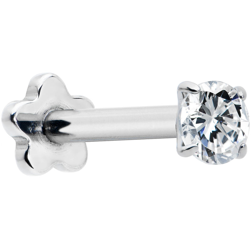 16G 5/16 Clear CZ G23 Titanium Threadless Flower Labret Tragus
