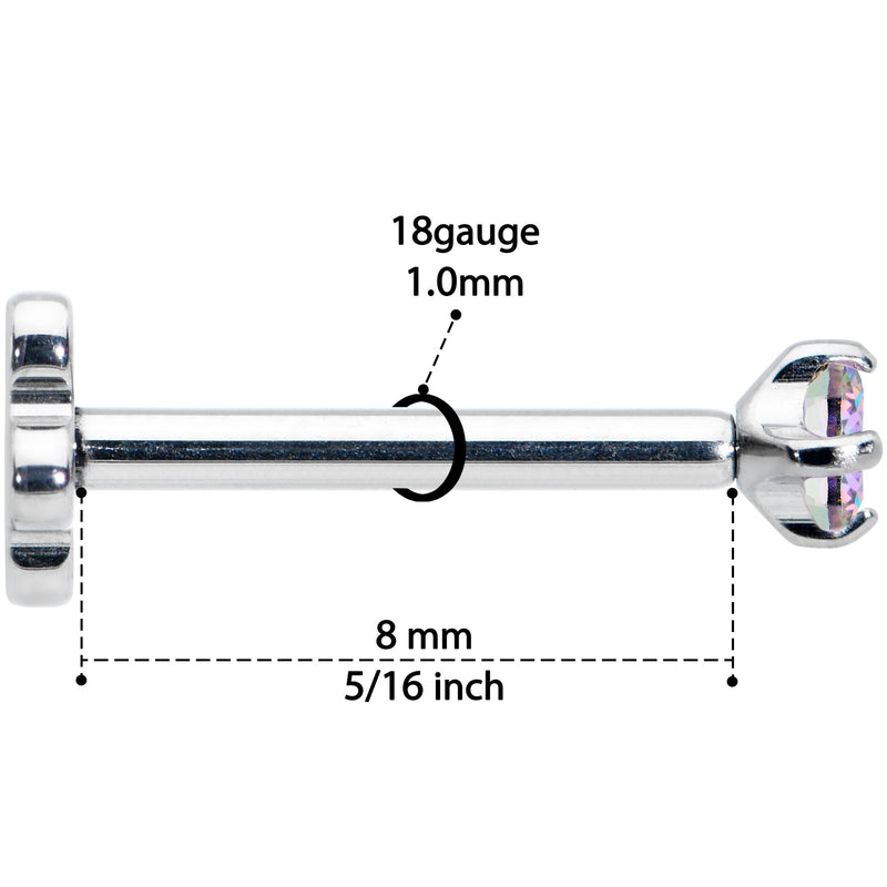 18G 5/16 Vitrail CZ G23 Titanium Threadless Flower Labret Tragus