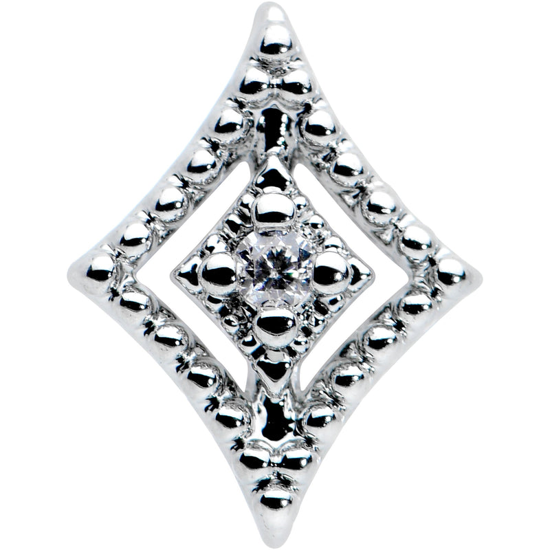 16G 5/16 Clear Gem Deco Textured Rhombus Labret Monroe Tragus