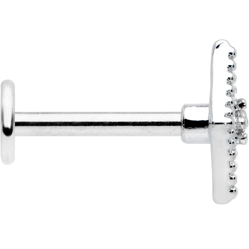 16G 5/16 Clear Gem Deco Textured Rhombus Labret Monroe Tragus