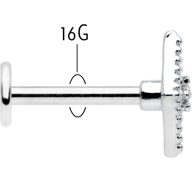 16G 5/16 Clear Gem Deco Textured Rhombus Labret Monroe Tragus