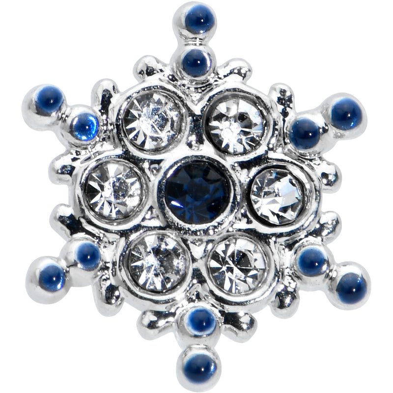 16G 5/16 Clear Blue Gem Festive Snowflake Labret Monroe Tragus
