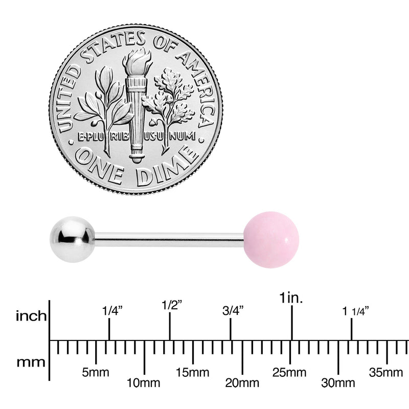 Pink Rose Quartz End Barbell Tongue Ring