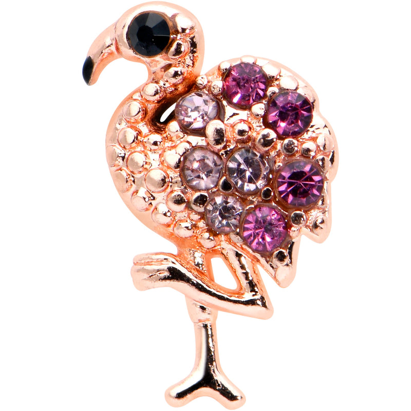 16G 1/4 Pink Gem Rose Gold Hue Fashion Flamingo Cartilage Tragus