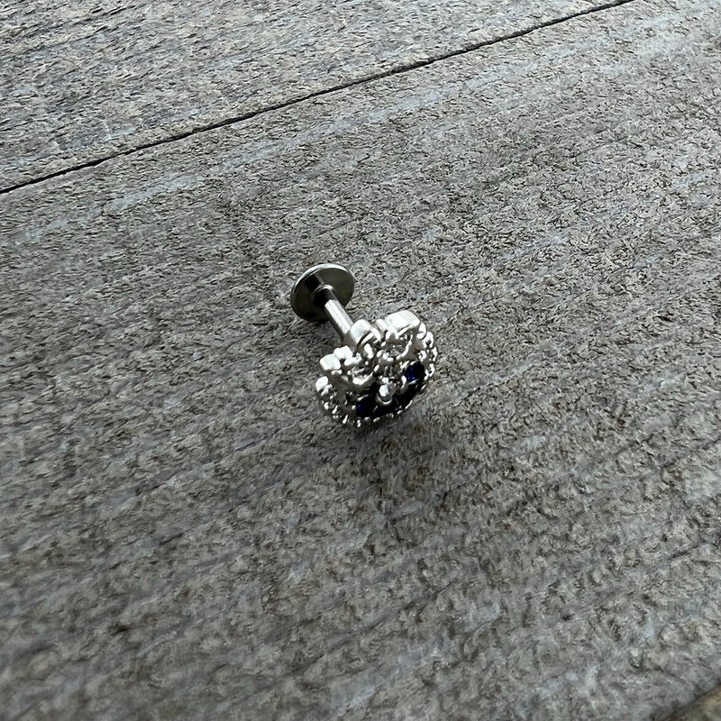 16G 1/4 Blue Clear Gem Abstract Arch Labret