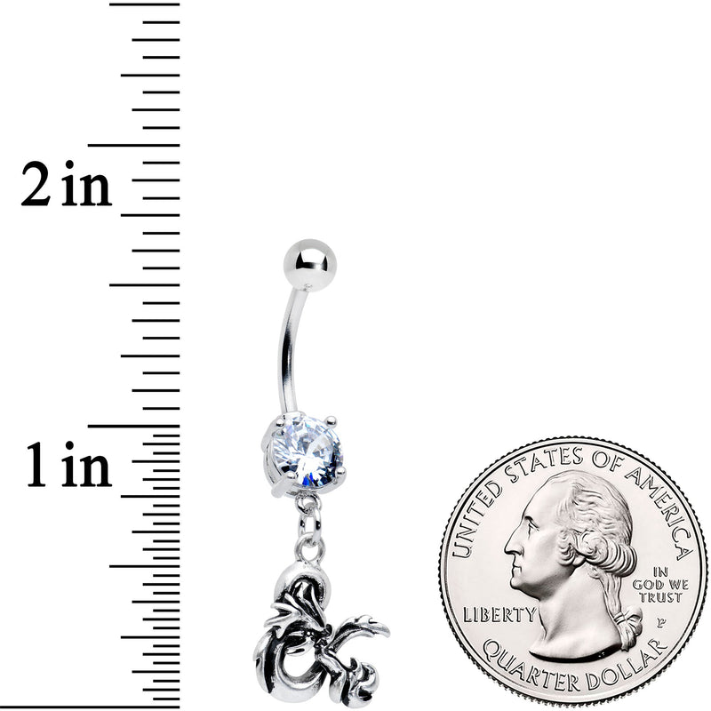 Officially Licensed Dungeons & Dragons Clear CZ Gem Dangle Belly Ring