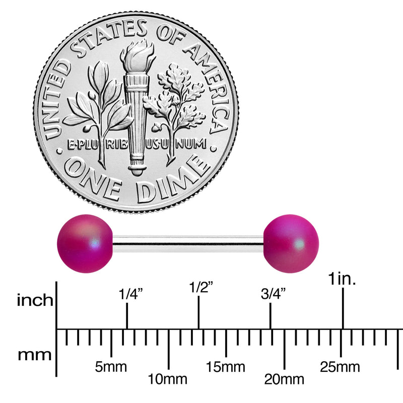 14G 9/16 Matte Purple Aurora Barbell Nipple Ring Set
