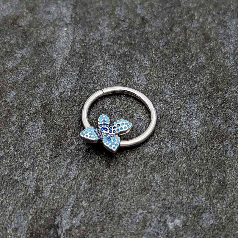 16G 3/8 Glamour Butterfly Hinged Segment Ring