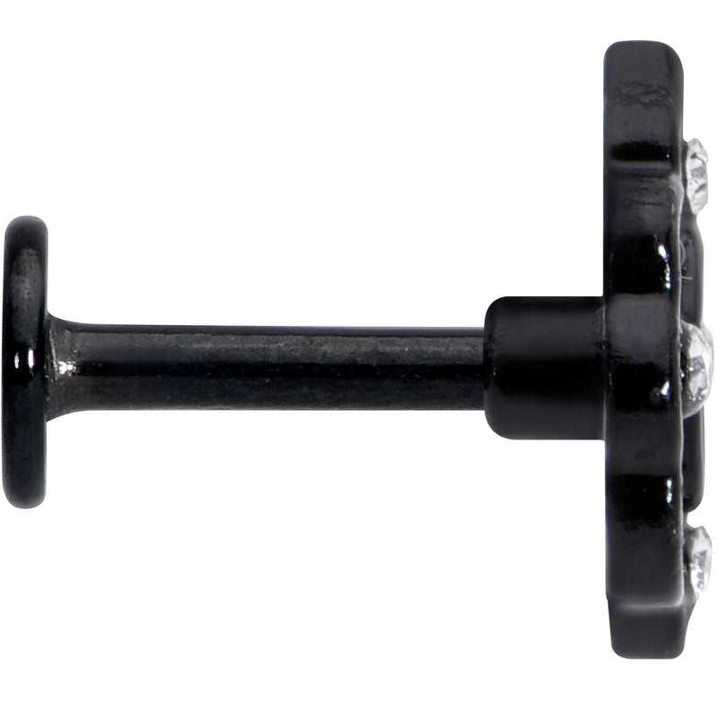 16G 1/4 CZ Faux Tourmaline Black Lacy Drop Labret