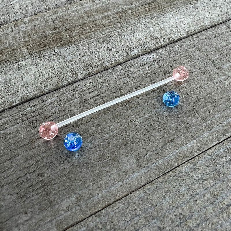 Pink Blue Glitter Glamour PTFE Pregnancy Belly Ring